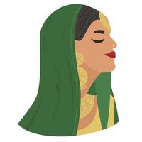 happy indian woman face with hiyab profile picture avatar cartoon character portrait vector illustration