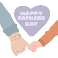 Happy Fathers Day. Vector illustration. Man, dad, father holds the hand of child. Celebrating Father's Day, banner or poster.