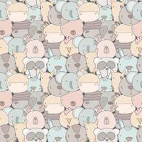 Cute Animals Faces Childish Seamless pattern. Doodle Cartoon Animal Heads. different animals. Creative childish texture for fabric, wrapping, textile, wallpaper, apparel. Vector Background f