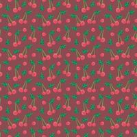 Cherry seamless vector pattern repeating background with summer fruit, berry use for fabric gift wrap packaging. Berries fruit summer background
