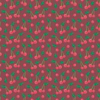 Cherry seamless vector pattern repeating background with summer fruit, berry use for fabric gift wrap packaging. Berries fruit summer background