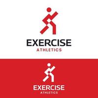 Minimal Exercise Workout Running Logo Design Template vector