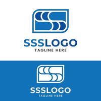 monograma letra sss en plantilla de diseño de logotipo de color azul vector