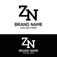 Z N ZN NZ Letter Monogram Initial Logo Design Template vector