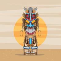 astec tiki mask bar vintage colorido cartel de metal