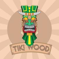 Astec Tiki Mask Bar vintage colorful metal sign vector