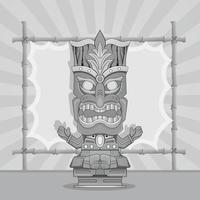 Vintage tiki mask wooden voodo tattoosnt vector