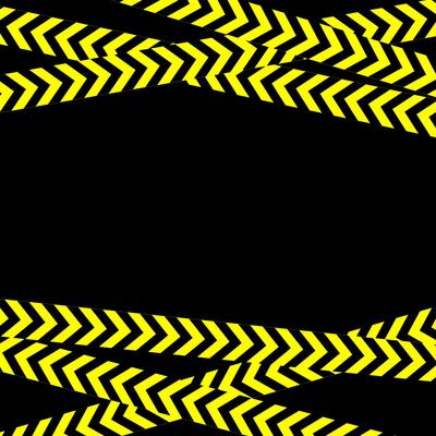 Caution sign with yellow lines on black background