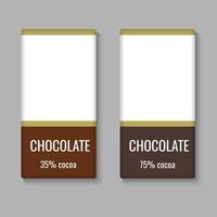 plantilla de paquete de barra de chocolate realista vector