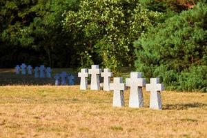 Catholic granite stone crosses in German military cemetery, Baltiysk, Russia photo