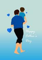 Graphics Design Father holding the young on hands with text Happy Father's Day for greeting card vector illustration