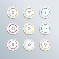 White button with a symbol for user interface on gray background. vector