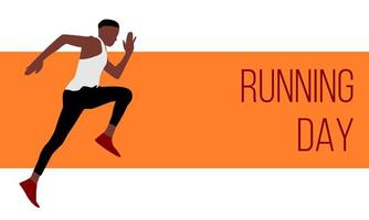 Flat illustration of running man. Global running day poster. vector