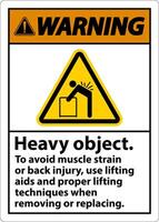 Warning Heavy Object Use Lifting Aids Label On White Background vector