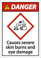 Danger Causes Severe Skin Burns Eye Damage GHS Sign vector