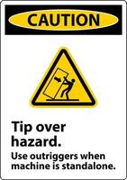 Caution Tip Over Hazard Use Outriggers Label On White Background vector