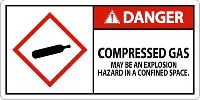 Danger Compressed Gas GHS Sign On White Background vector