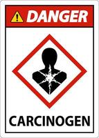 Danger Carcinogen GHS Sign On White Background vector