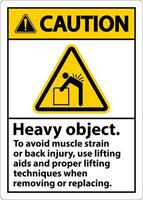 Caution Heavy Object Use Lifting Aids Label On White Background vector