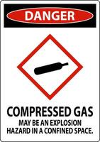 Danger Compressed Gas GHS Sign On White Background vector