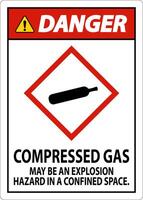 Danger Compressed Gas GHS Sign On White Background vector