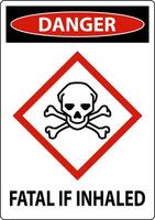 Danger Fatal In Inhaled Sign On White Background vector