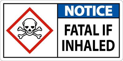 Notice Fatal In Inhaled Sign On White Background vector