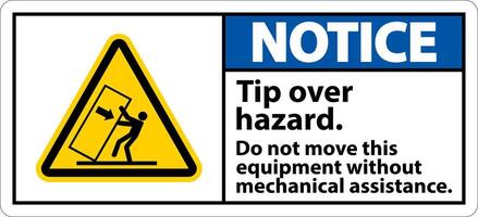 Notice Tip Over Hazard Do Not Move Label On White Background vector