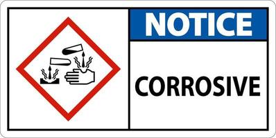 Notice Corrosive GHS Sign On White Background vector