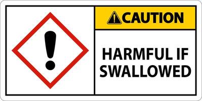 Caution Harmful If Swallowed GHS Sign On White Background vector