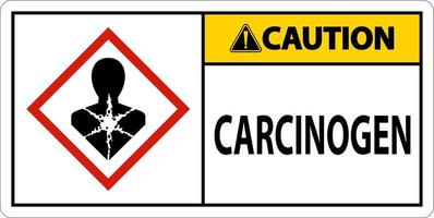 precaución carcinógeno ghs signo sobre fondo blanco vector