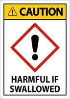 Caution Harmful If Swallowed GHS Sign On White Background vector