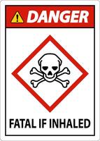 Danger Fatal In Inhaled Sign On White Background vector