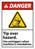 Danger Tip Over Hazard Use Outriggers Label On White Background vector