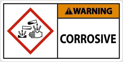 Warning Corrosive GHS Sign On White Background vector