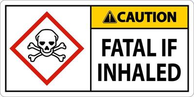 precaución fatal en signo inhalado sobre fondo blanco vector