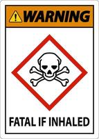 advertencia fatal en señal inhalada sobre fondo blanco vector
