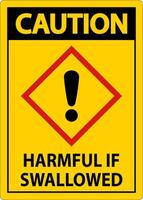 Caution Harmful If Swallowed GHS Sign On White Background vector