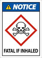 Notice Fatal In Inhaled Sign On White Background vector