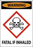 Warning Fatal In Inhaled Sign On White Background vector