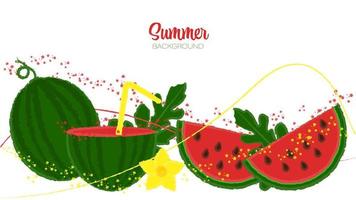 Fresh Tasty Watermelon Summer Background With Abstract Brush Strokes and Splashes vector