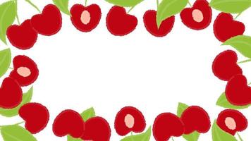 Bright Vector Summer Frame of Decorative Sweet Cherries and Leaves