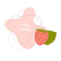 Decorative Summer Abstract Background With Strawberry in Pastel Colors. Perfect for Social Media, Banners, Printed Materials etc. vector