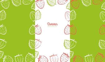 Vector Graphic Frames of Strawberries, Strawberry Slices and Leaves