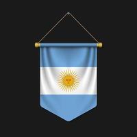 3d realistic pennant with flag vector