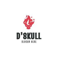 Skull fire logo design template vector