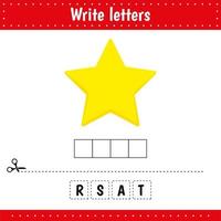 Educational game for kids. Crossword. Star. Guess the word. Education developing worksheet. vector