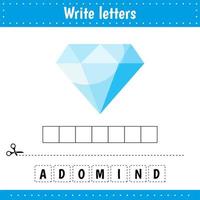 Educational game for kids. Crossword. Diamond.Guess the word. Education developing worksheet. Learning game for kids. Activity page. vector