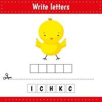 Educational game for kids. Crossword. Chick. Animal.Guess the word. Education developing worksheet. Learning game for kids. Activity page. vector