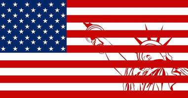 bandera estadounidense. día de la Independencia. Cuatro de Julio. estatua de la Libertad. ilustración vectorial